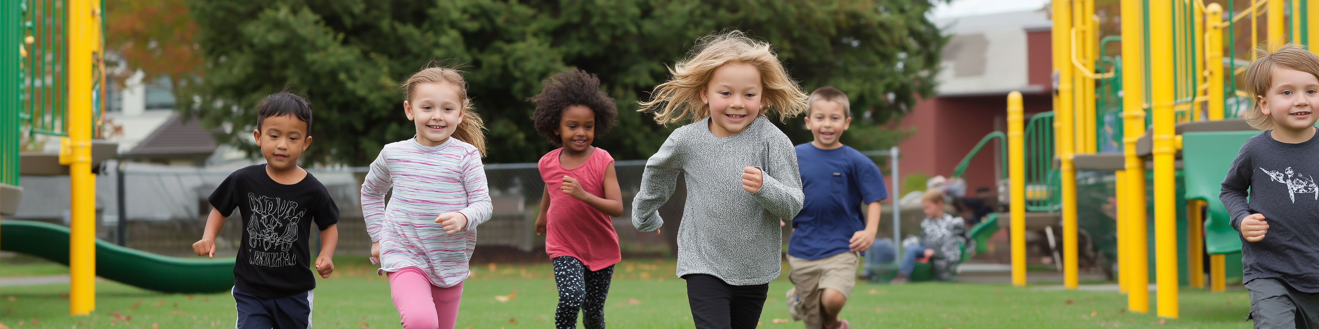 Des enfants courent, tout sourire !